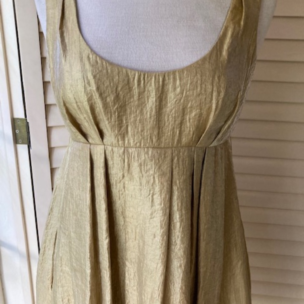 Vera Wang Gold Silk Blend Empire Dress - Picture 2 of 8